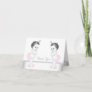 Dankjewelkaart voor twin meisjes baby shower bedankkaart