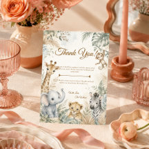 Dankjeweluid voor Whimsical Safari Baby Shower