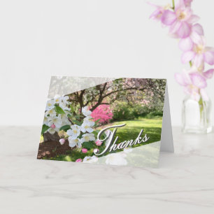 Dankkaart met roze bloemen voor mei kaart