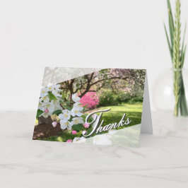 Dankkaart met roze bloemen voor mei kaart