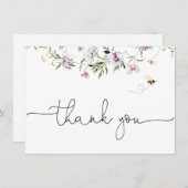 Dankkaart met tere wilde bloem bedankkaart (Voorkant / Achterkant)