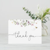 Dankkaart met tere wilde bloem bedankkaart (Staand voorkant)
