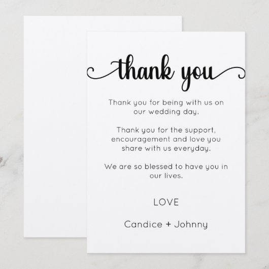 Dankkaart, Script Dankkaart Kaart (Voorkant / Achterkant)