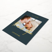 Dankkaart Trouwen Donkerblauw Goud Folie Kaarten (Gedraaid)