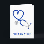 Dankkaart voor artsen en verpleegkundigen kaart<br><div class="desc">Deze kaart is ideaal voor het gezegden van bedankt aan dokters, verpleegkundigen en ander medisch personeel. Het heeft een illustratie van een blauwe stethoscoop in een hartvorm en de boodschap Thank You! op de voorkant. De binnenkant van deze kaart is leeg, zodat u deze kunt aanpassen met uw eigen speciale...</div>