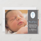Dankkaart voor de doop van een jongen bedankkaart (Voorkant)