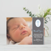 Dankkaart voor de doop van een jongen bedankkaart (Staand voorkant)