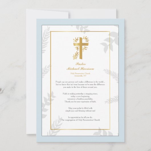 Dankkaart voor waardering voor de dominee kaart (Voorkant)