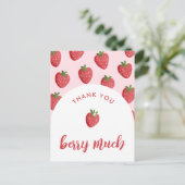 Dankkaart voor Zoete Aardbei Baby Shower Briefkaart (Staand voorkant)