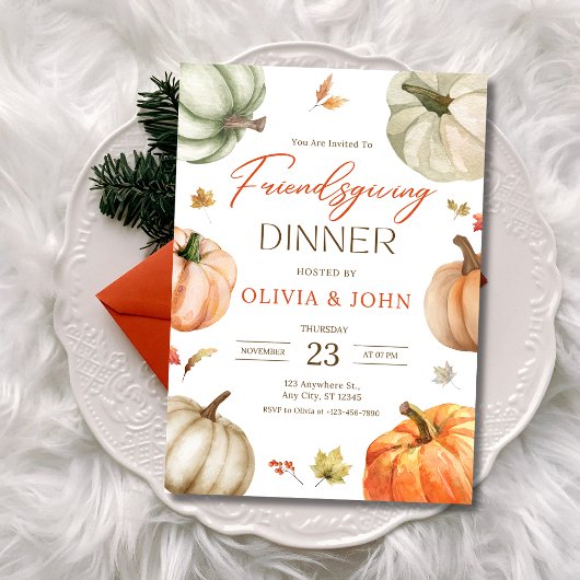 Dankmaaltijd Eten Thanksgiving Pompoen Herfst Kaart