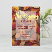 Dankmaaltijd met levendige herfstbladeren kaart (Staand voorkant)