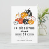 Dankmaaltijd Moderne Bloemige Pompoenen Kaart (Staand voorkant)
