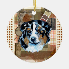 DANKSEGGINGS AUSTRALIAN SHEPHERD KERAMISCH ORNAMENT