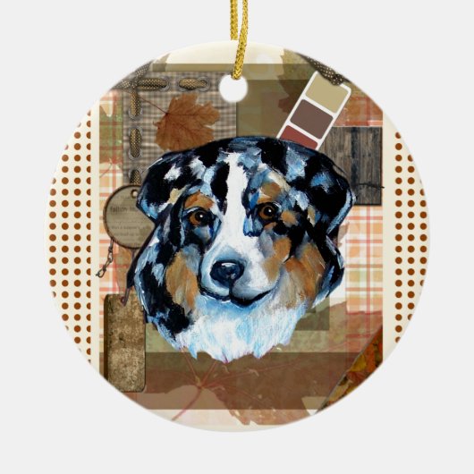 DANKSEGGINGS AUSTRALIAN SHEPHERD KERAMISCH ORNAMENT (Voorkant)