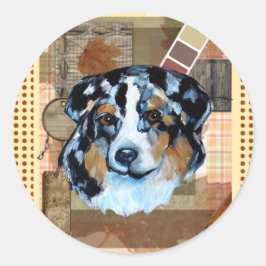 DANKSEGGIVING AUSTRALIAN SHEPHERD RONDE STICKER