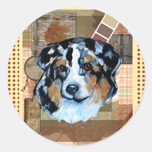 DANKSEGGIVING AUSTRALIAN SHEPHERD RONDE STICKER (Voorkant)