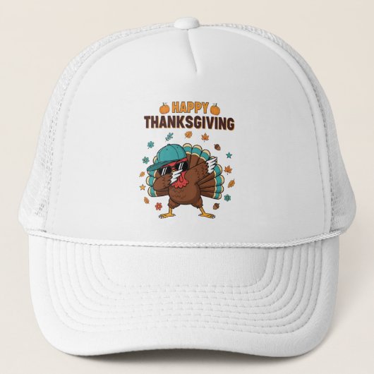Danksgiving Dabbing Kalkoen Trucker Pet (Voorkant)