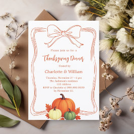 Danksgiving diner pompoenen strik handgetekend ora kaart