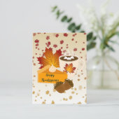 Danksgiving Dinner Keuken Pompoentaart Heet Chocol Briefkaart (Staand voorkant)