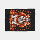 Danksgiving Engelse Bulldog Herfstbladeren Herfst Fleece Deken (Voorkant (Horizontaal))
