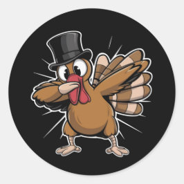 Danksgiving Grappige Dabbing Kalkoen Herfst Ronde Sticker