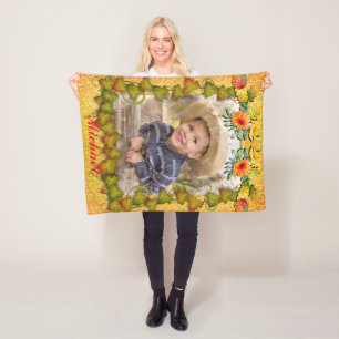 Danksgiving Herfst Esdoornblad en Zonnebloem Fleece Deken