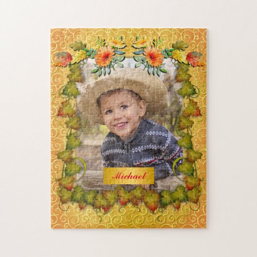 Danksgiving Herfst Esdoornblad en Zonnebloem Legpuzzel (Verticaal)