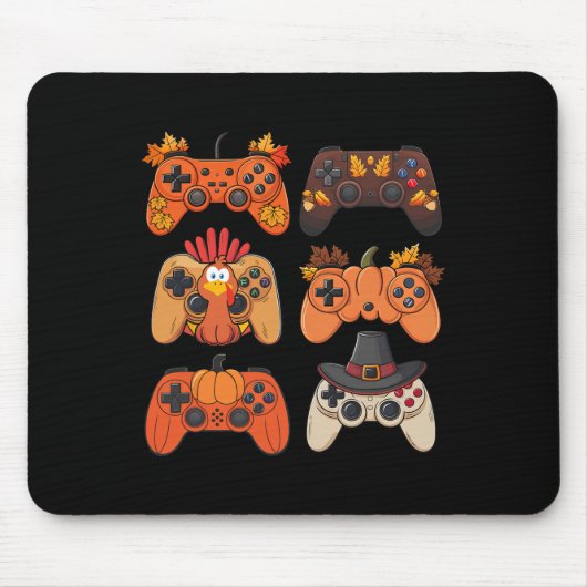 Danksgiving Herfst Gamecontrollers Kalkoen Grappig Muismat (Voorkant)
