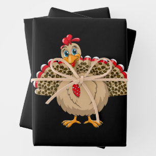 Danksgiving Luipaard Kalkoen Danksgiving Herfst  Inpakpapier Vel