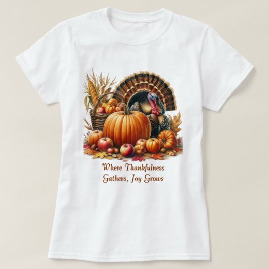 Danksgiving Pompoen Kalkoen T-shirt (Design voorkant)