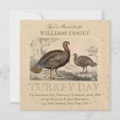 Danksgiving Vintage Turkey Day-diner Kaart (Voorkant)