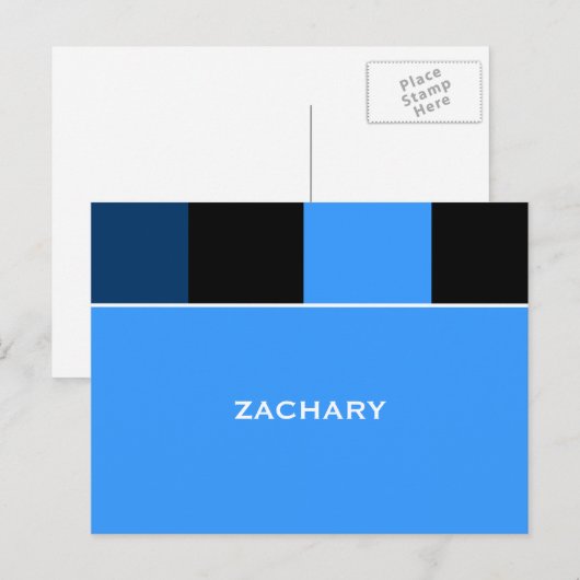 Dankt de Blue Black Bar mitswa van Zachary u Briefkaart (Voorkant / Achterkant)