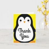 Dankt de Leuke Winter van de pinguïn u de 1st Kaart (Gele Bloem)