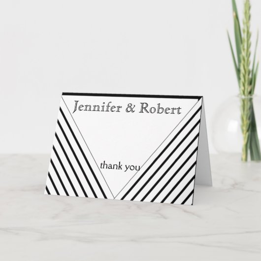 Dankt de Zwart-witte Streep van het art deco u Bedankkaart (Voorkant)
