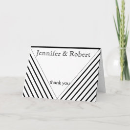 Dankt de Zwart-witte Streep van het art deco u Bedankkaart