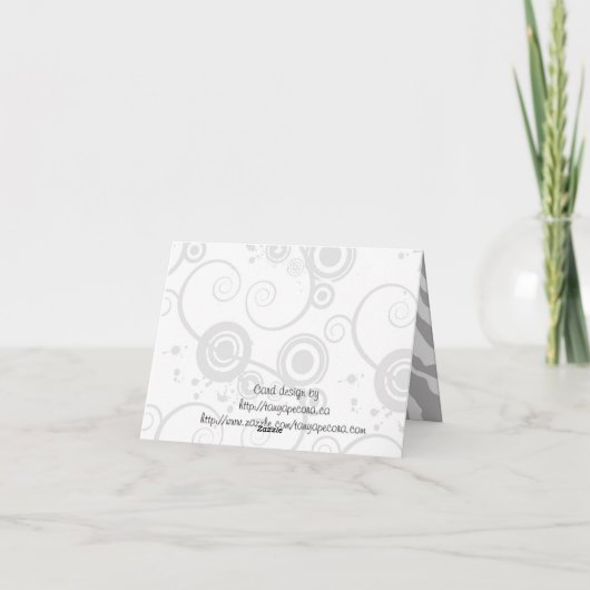 Dankt de Zwarte & Witte Gestreepte Druk van vette Bedankkaart (Achterkant)