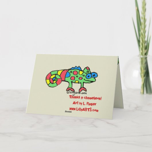 Dankt een Kameleon danken u kaarden Bedankkaart (Achterkant)