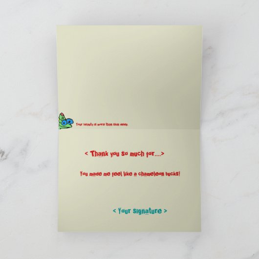 Dankt een Kameleon danken u kaarden Bedankkaart (Binnen)