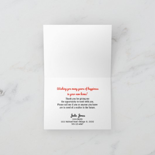 Dankt het Leuke Huis van de makelaar in onroerend Bedankkaart (Binnen)