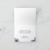 Dankt het Paarse Bloemen Elegante Huwelijk van de Bedankkaart (Binnen)