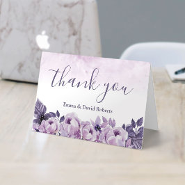 Dankt het Paarse Bloemen Elegante Huwelijk van de Bedankkaart