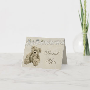 Dankt het Vintage Kant van de teddybeer u Bedankkaart