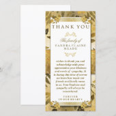 Dankuwel Sympathie Gouden Bloemrijke Elegantie Bedankkaart (Voorkant / Achterkant)