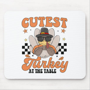 Dankzegging Cute Turkije Aan Tafel Jongen Peuter Muismat