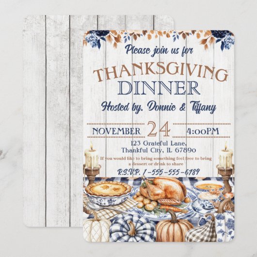 Dankzegging Diner Familie Vrienden Kaart (Voorkant / Achterkant)