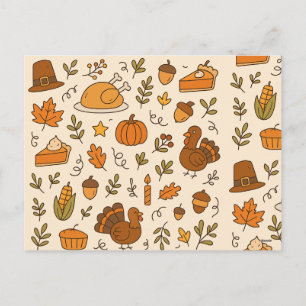 Dankzegging Doodles Naadloos Patroon Feestdagenkaart