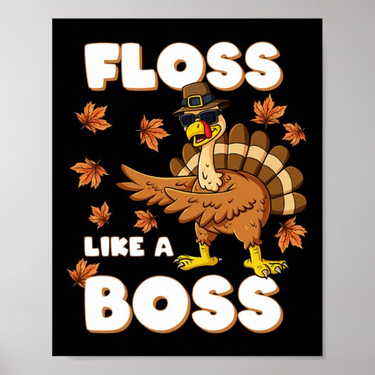 Dankzegging Flossen Als Een Baas Kalkoen Pelgrim J Poster (Voorkant)