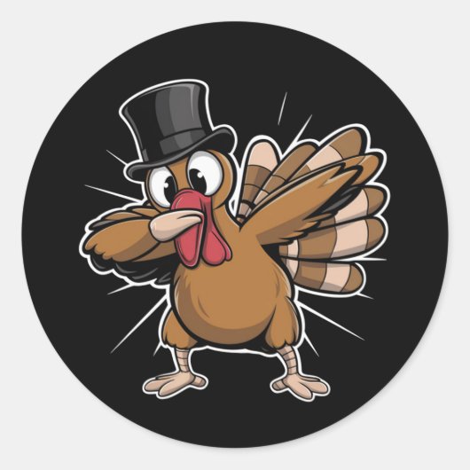 Dankzegging Grappige Dabbing Kalkoen Herfst Ronde Sticker (Voorkant)
