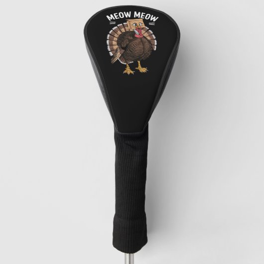 Dankzegging Grappige Kalkoen Kat Miauw Herfst Golfheadcover (Voorkant)