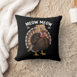Dankzegging Grappige Kalkoen Kat Miauw Herfst Kussen